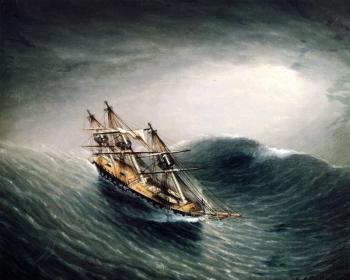 詹姆斯 E 巴特斯沃思 Schooner in a Stormy Sea